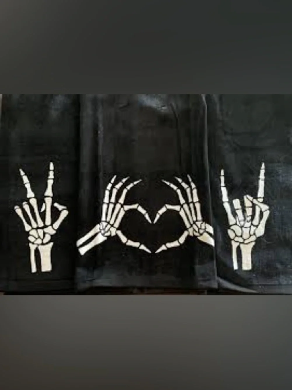 💀 Gothic Skeleton Hand Kitchen Towels Set of 3 | Halloween Rock Goth Decor